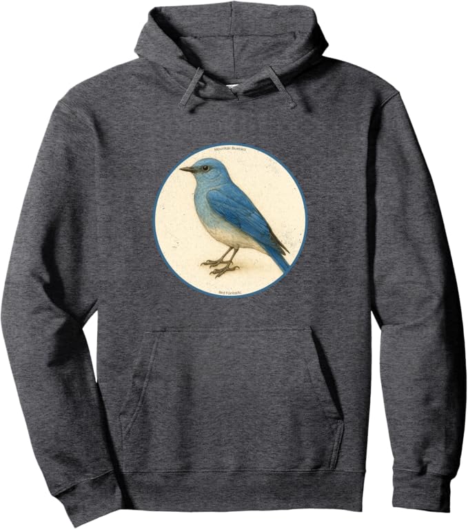 Retro Mountain Bluebird Hoodie – Vintage Bird Design Sweatshirt