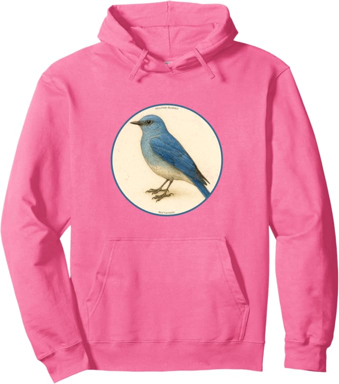 Retro Mountain Bluebird Hoodie – Vintage Bird Design Sweatshirt