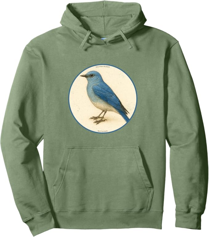 Retro Mountain Bluebird Hoodie – Vintage Bird Design Sweatshirt