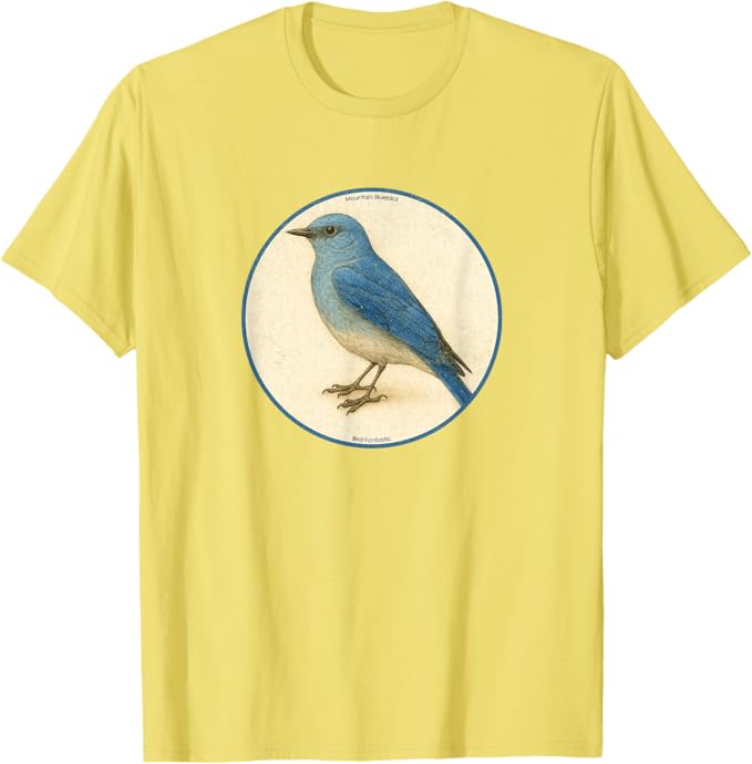 Retro Mountain Bluebird T-Shirt Design 10 Colors by Bird Fantastic | Birding Graphic Tee