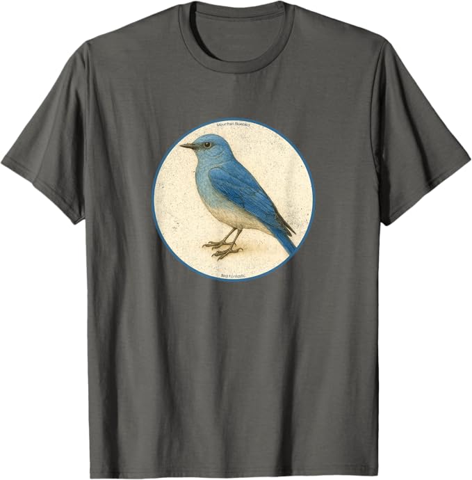Retro Mountain Bluebird T-Shirt Design 10 Colors by Bird Fantastic | Birding Graphic Tee