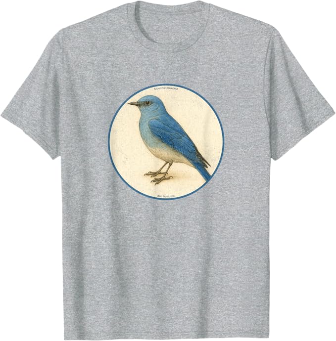 Retro Mountain Bluebird T-Shirt Design 10 Colors by Bird Fantastic | Birding Graphic Tee