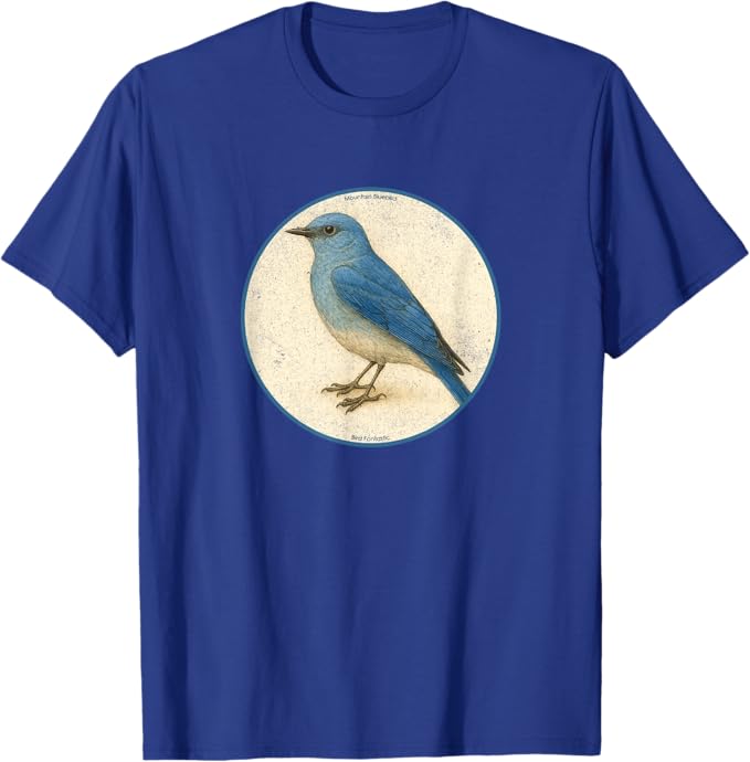 Retro Mountain Bluebird T-Shirt Design 10 Colors by Bird Fantastic | Birding Graphic Tee
