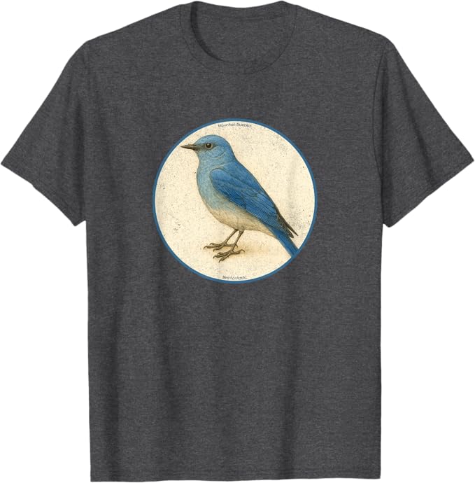 Retro Mountain Bluebird T-Shirt Design 10 Colors by Bird Fantastic | Birding Graphic Tee