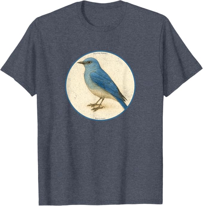 Retro Mountain Bluebird T-Shirt Design 10 Colors by Bird Fantastic | Birding Graphic Tee