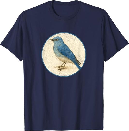 Retro Mountain Bluebird T-Shirt Design 10 Colors by Bird Fantastic | Birding Graphic Tee
