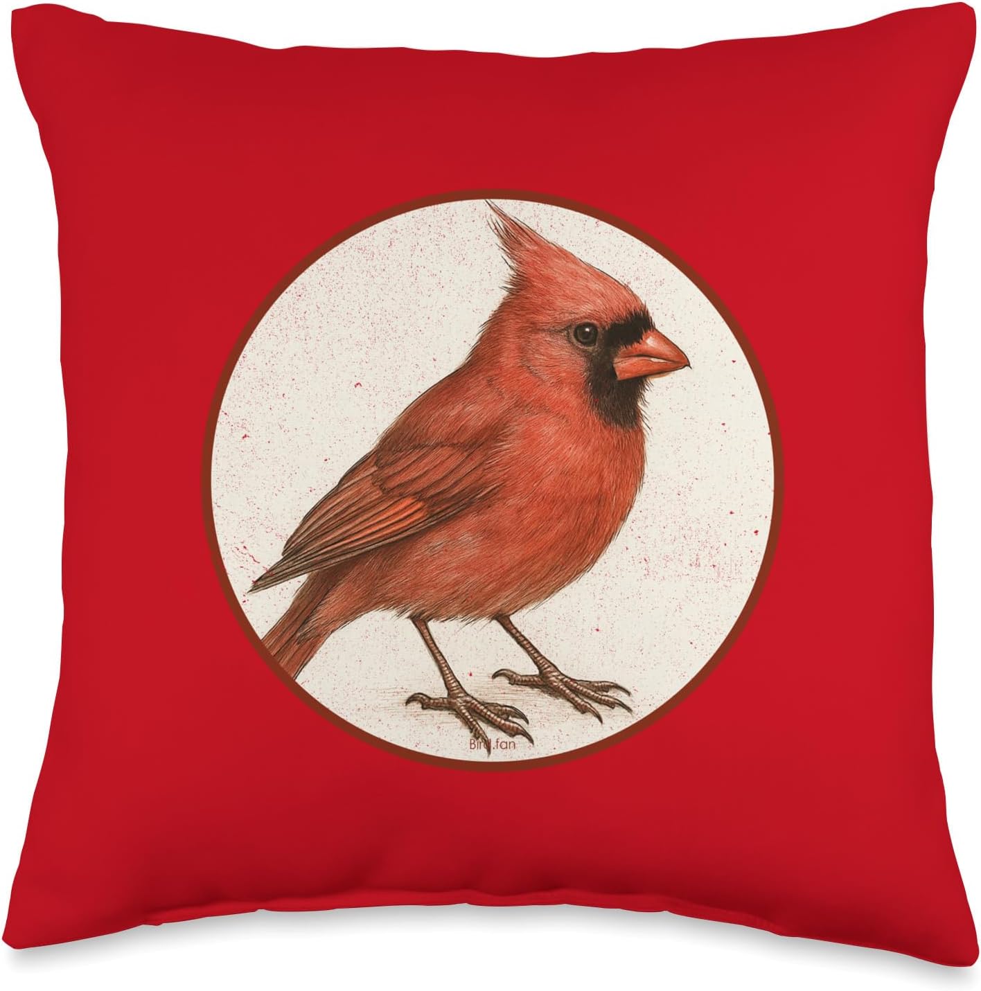 Colorful Retro Northern Cardinal Bird Design Throw Pillow | by Bird Fantastic