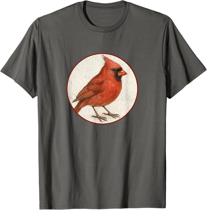 Northern Cardinal T-Shirt Retro Design by Bird.fan | Men's Birding Graphic Tee
