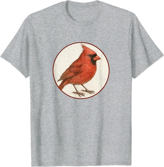 Northern Cardinal T-Shirt Retro Design by Bird.fan | Men's Birding Graphic Tee