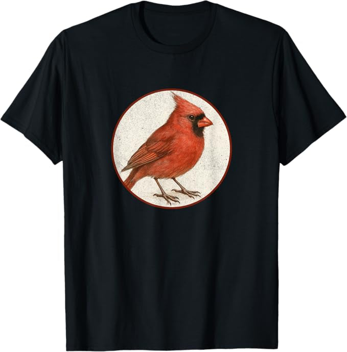 Northern Cardinal T-Shirt Retro Design by Bird.fan | Men's Birding Graphic Tee