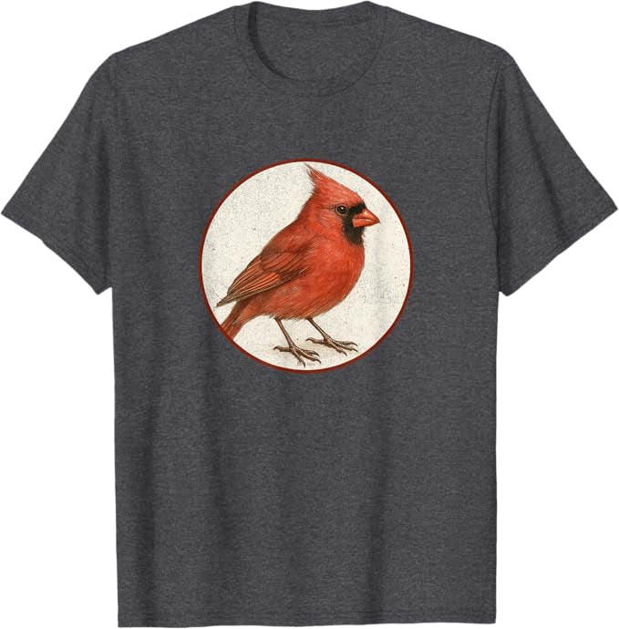 Northern Cardinal T-Shirt Retro Design by Bird.fan | Men's Birding Graphic Tee