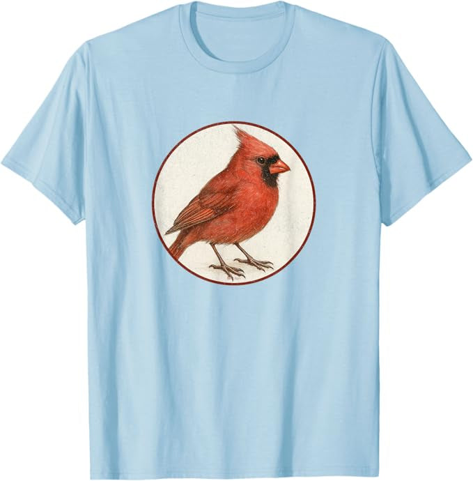 Northern Cardinal T-Shirt Retro Design by Bird.fan | Men's Birding Graphic Tee