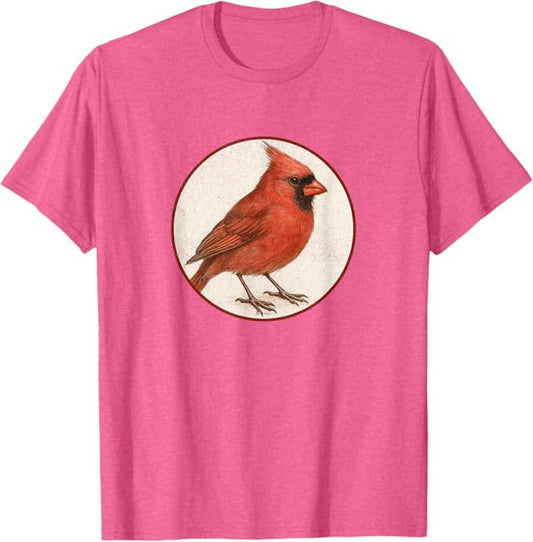 Northern Cardinal T-Shirt Retro Design by Bird.fan | Men's Birding Graphic Tee