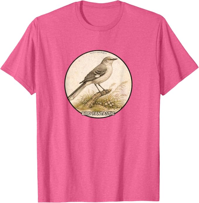 Retro Northern Mockingbird T-Shirt Design 10 Colors by Bird Fantastic | Birding Graphic Tee