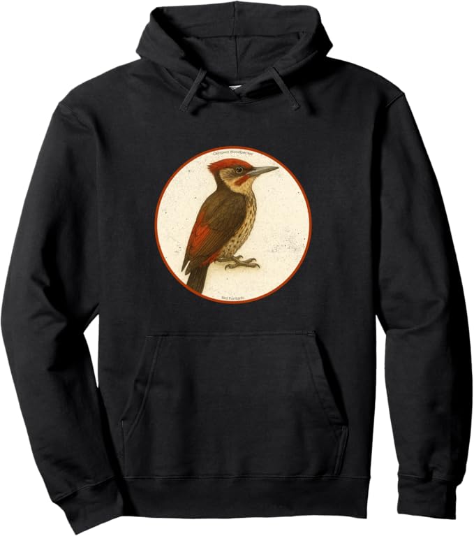Retro Okinawa Woodpecker Hoodie – Vintage Bird Design Sweatshirt