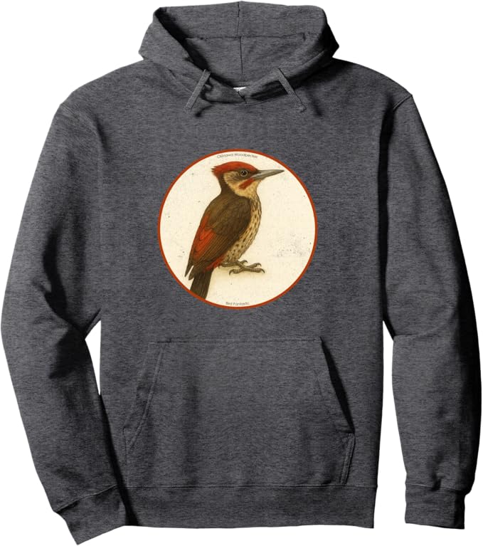 Retro Okinawa Woodpecker Hoodie – Vintage Bird Design Sweatshirt
