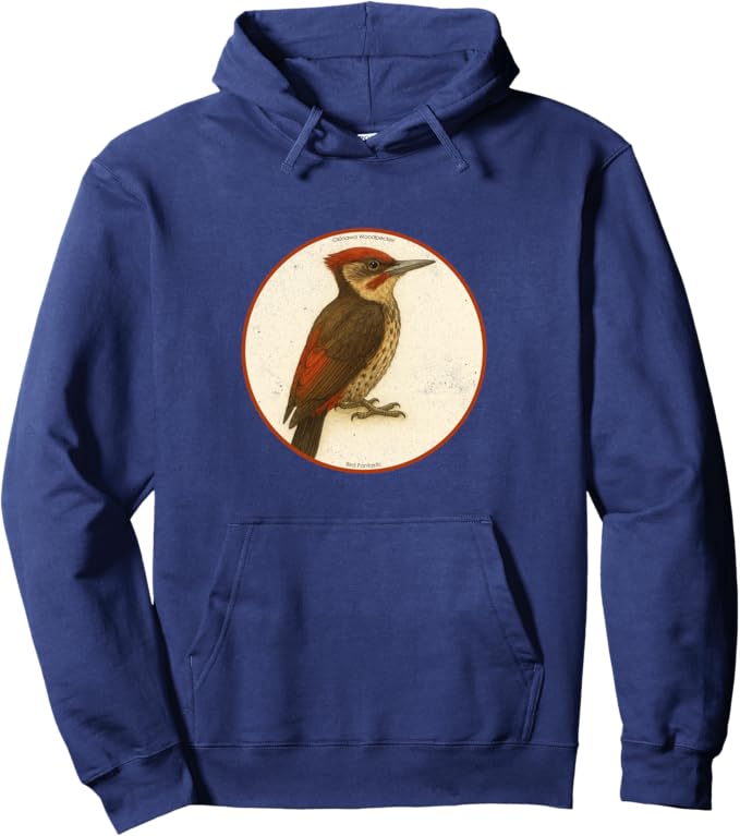 Retro Okinawa Woodpecker Hoodie – Vintage Bird Design Sweatshirt