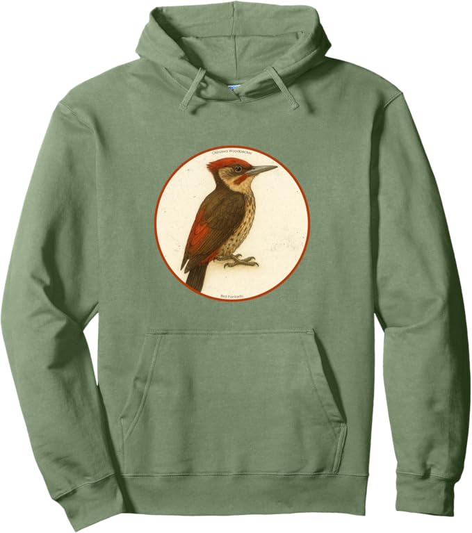 Retro Okinawa Woodpecker Hoodie – Vintage Bird Design Sweatshirt