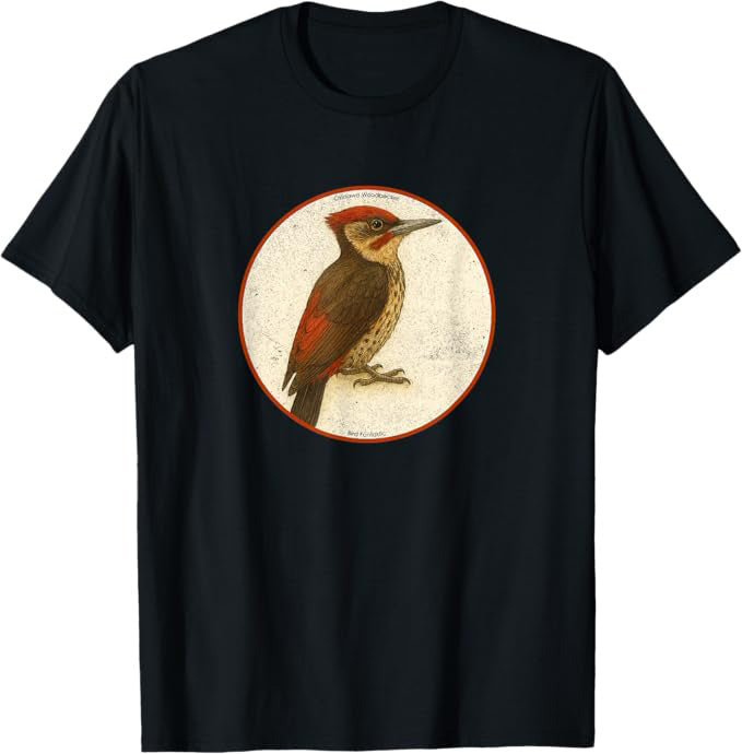 Okinawa Woodpecker T-Shirt Retro Design by Bird Fan | Birding Graphic Tee
