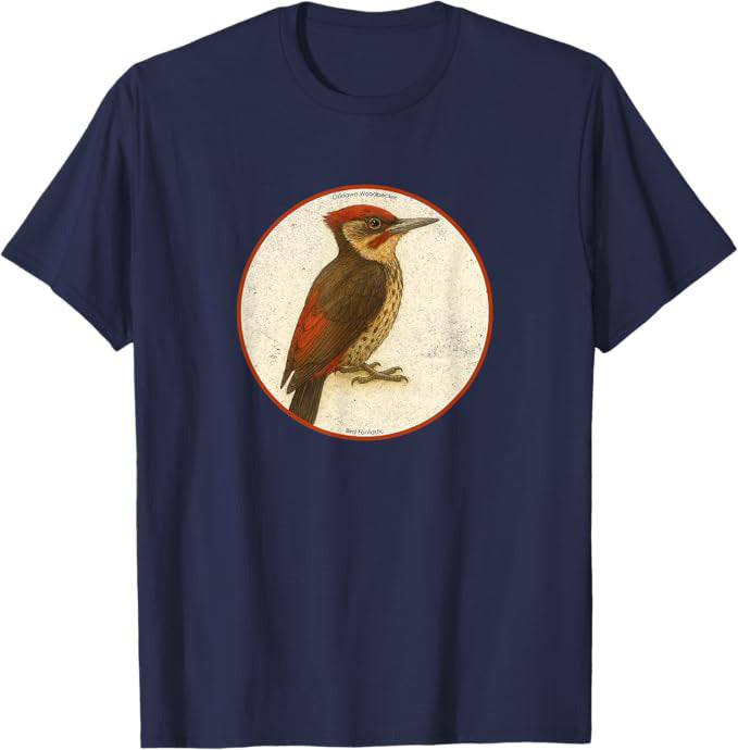 Okinawa Woodpecker T-Shirt Retro Design by Bird Fan | Birding Graphic Tee