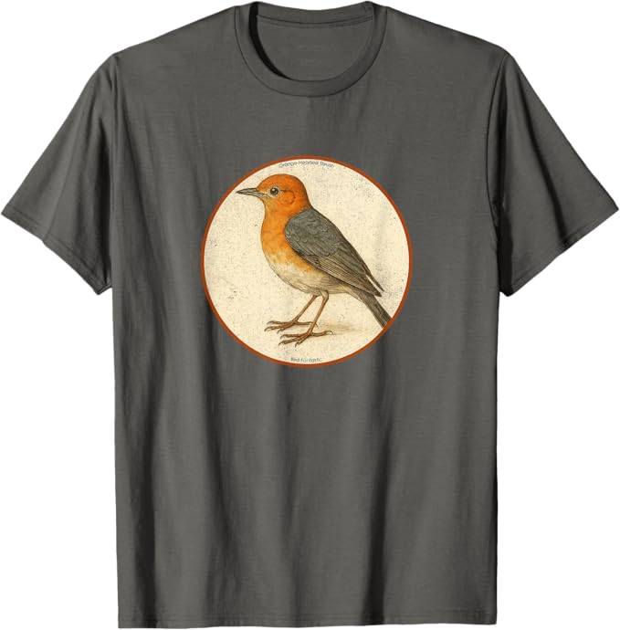 Retro Orange-Headed Thrush T-Shirt Design 10 Colors by Bird Fantastic | Birding Graphic Tee