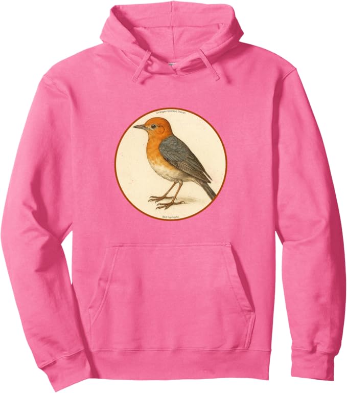 Retro Orange-Headed Thrush Hoodie – Vintage Bird Design Sweatshirt