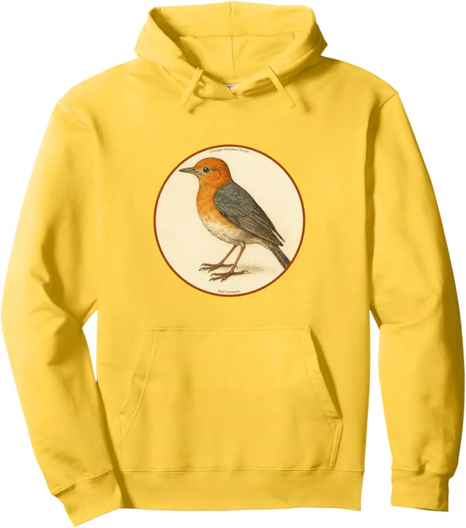 Retro Orange-Headed Thrush Hoodie – Vintage Bird Design Sweatshirt
