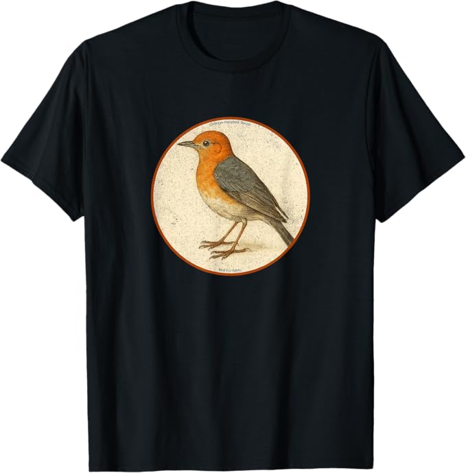 Retro Orange-Headed Thrush T-Shirt Design 10 Colors by Bird Fantastic | Birding Graphic Tee