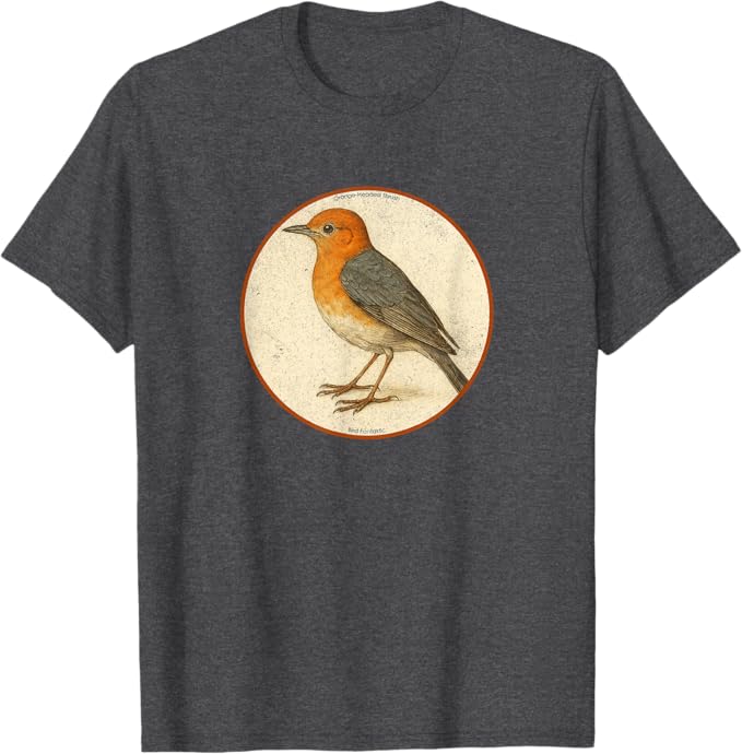 Retro Orange-Headed Thrush T-Shirt Design 10 Colors by Bird Fantastic | Birding Graphic Tee