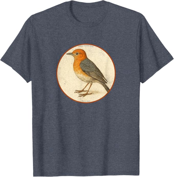 Retro Orange-Headed Thrush T-Shirt Design 10 Colors by Bird Fantastic | Birding Graphic Tee