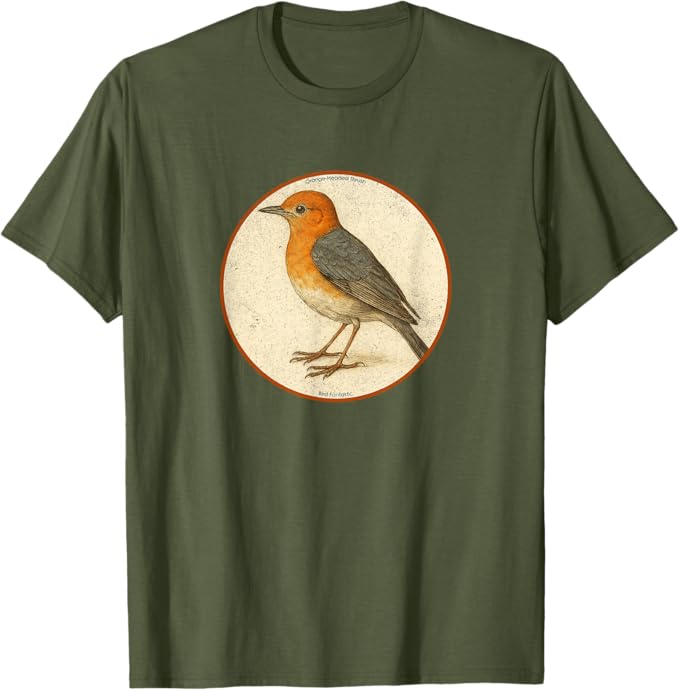Retro Orange-Headed Thrush T-Shirt Design 10 Colors by Bird Fantastic | Birding Graphic Tee