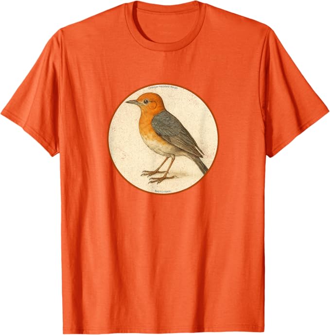 Retro Orange-Headed Thrush T-Shirt Design 10 Colors by Bird Fantastic | Birding Graphic Tee