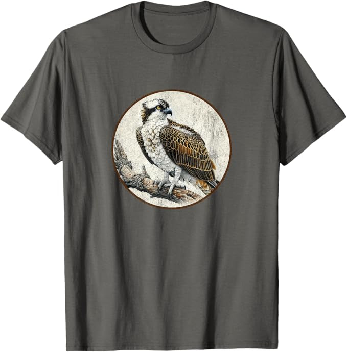 Retro Osprey Bird Design T-Shirt Design 10 Colors by Bird Fantastic | Birding Graphic Tee