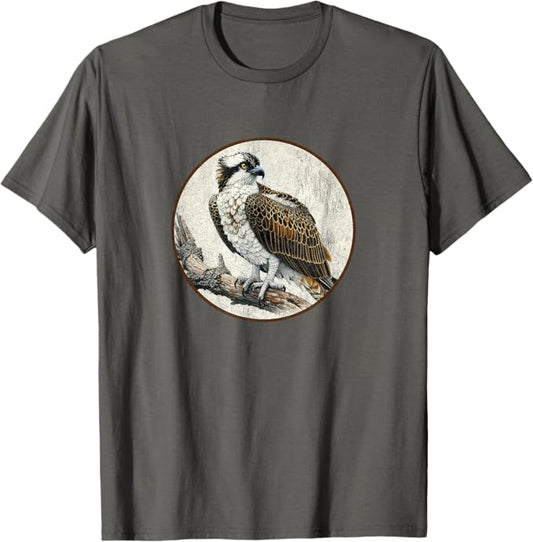 Retro Osprey Bird Design T-Shirt Design 10 Colors by Bird Fantastic | Birding Graphic Tee
