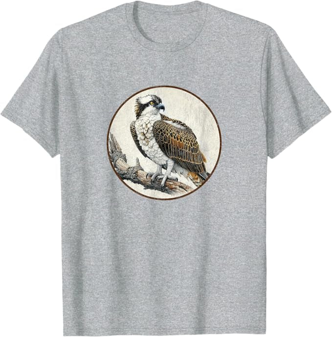 Retro Osprey Bird Design T-Shirt Design 10 Colors by Bird Fantastic | Birding Graphic Tee