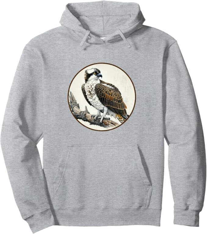 Osprey Retro Bird Design Unisex Pullover Hoodie by Bird.fan