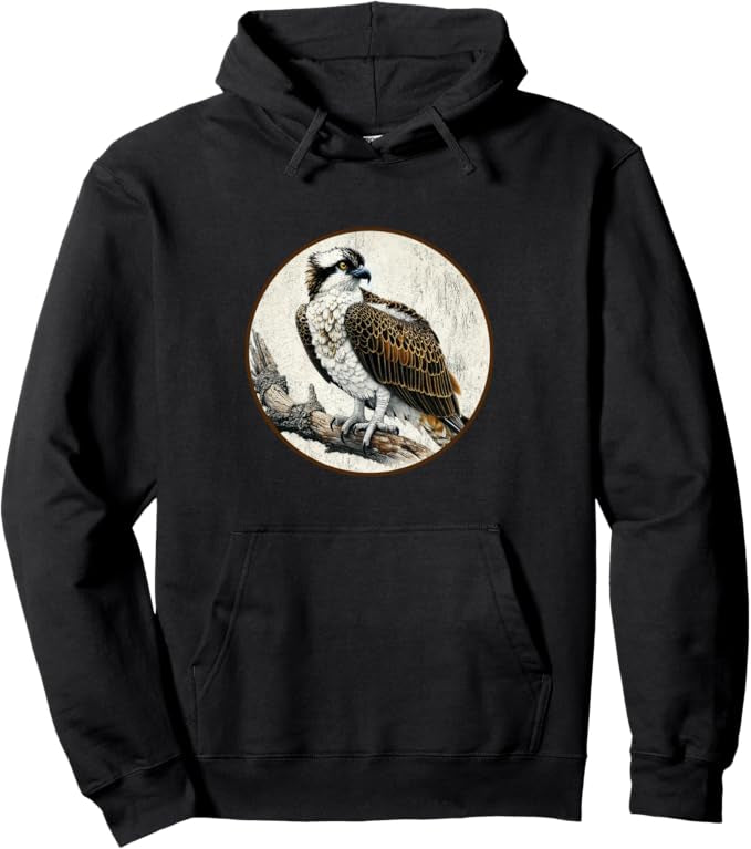 Osprey Retro Bird Design Unisex Pullover Hoodie by Bird.fan
