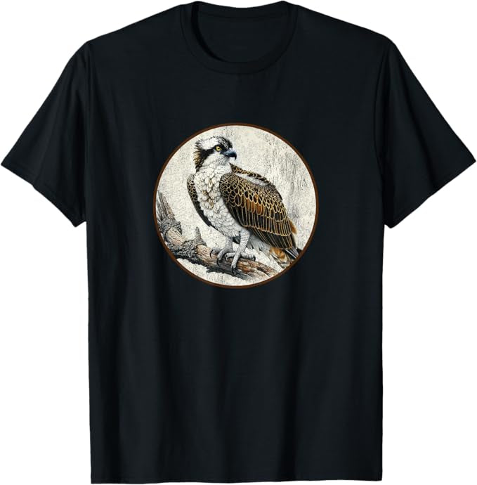 Retro Osprey Bird Design T-Shirt Design 10 Colors by Bird Fantastic | Birding Graphic Tee