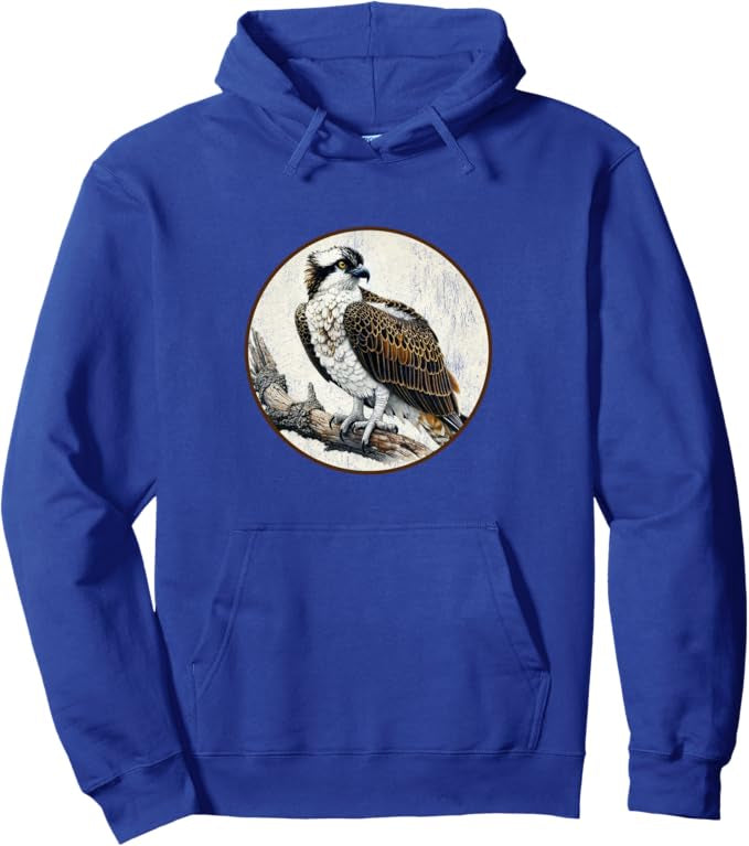 Osprey Retro Bird Design Unisex Pullover Hoodie by Bird.fan