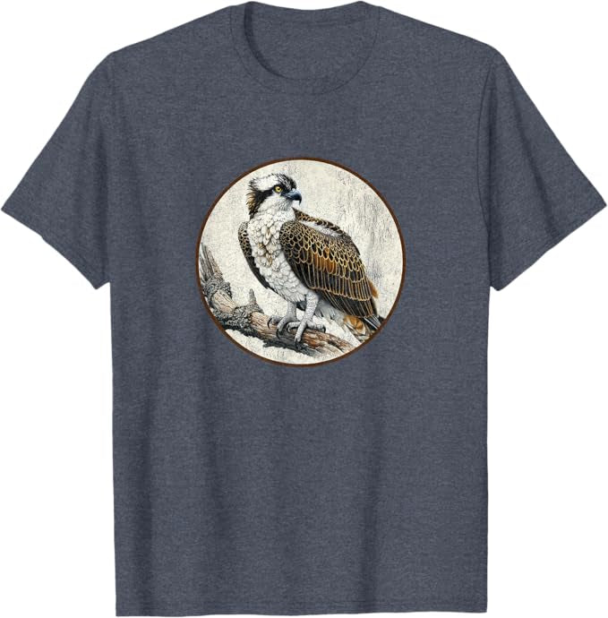 Retro Osprey Bird Design T-Shirt Design 10 Colors by Bird Fantastic | Birding Graphic Tee