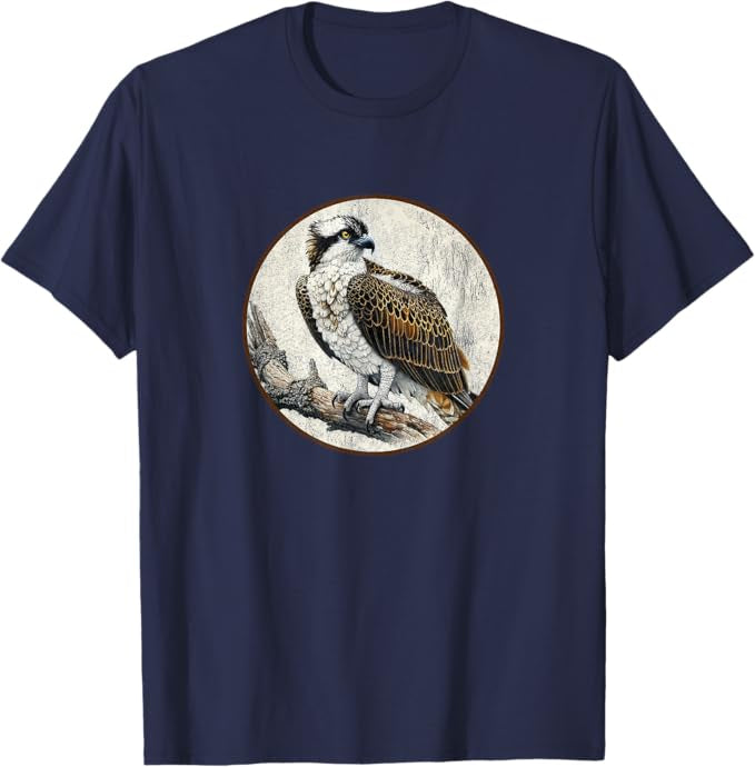 Retro Osprey Bird Design T-Shirt Design 10 Colors by Bird Fantastic | Birding Graphic Tee