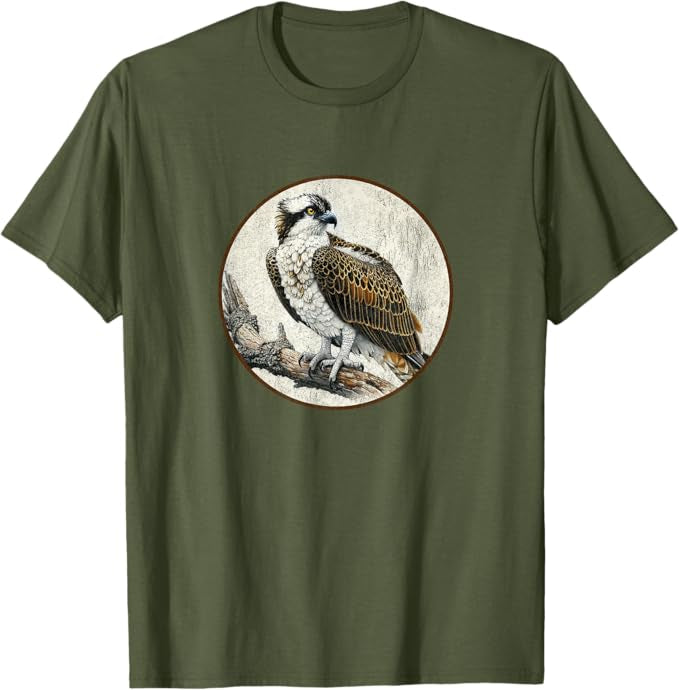 Retro Osprey Bird Design T-Shirt Design 10 Colors by Bird Fantastic | Birding Graphic Tee