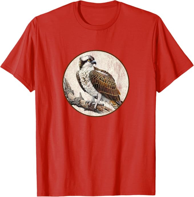 Retro Osprey Bird Design T-Shirt Design 10 Colors by Bird Fantastic | Birding Graphic Tee