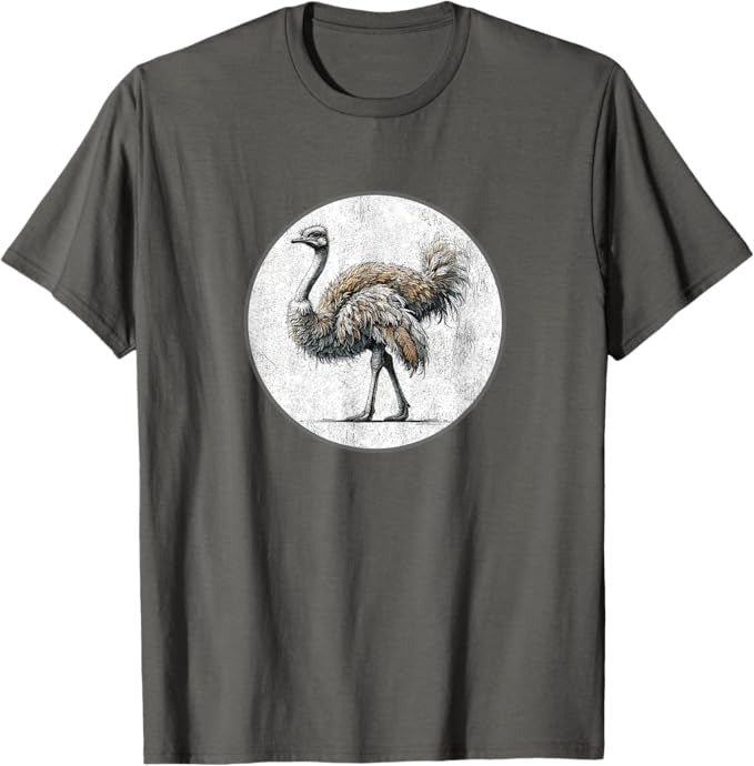 Ostrich T-Shirt Retro Design by Bird.fan