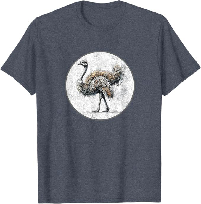 Ostrich T-Shirt Retro Design by Bird.fan