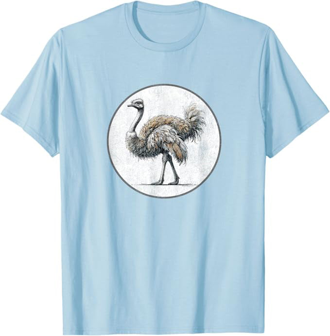 Ostrich T-Shirt Retro Design by Bird.fan