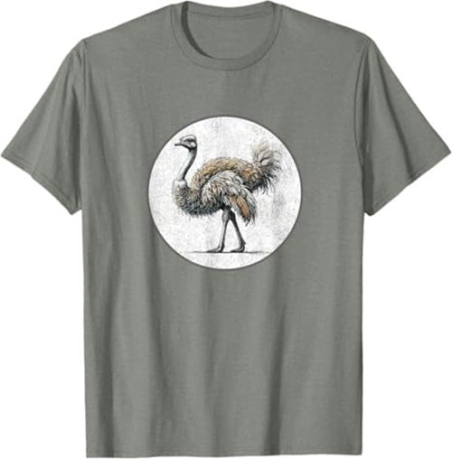 Ostrich T-Shirt Retro Design by Bird.fan