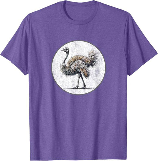 Ostrich T-Shirt Retro Design by Bird.fan