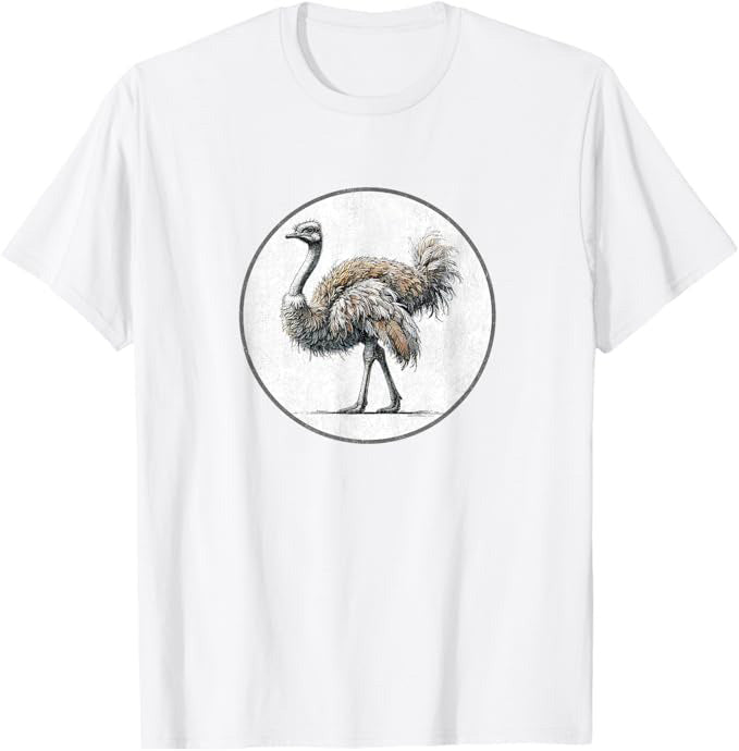 Ostrich T-Shirt Retro Design by Bird.fan