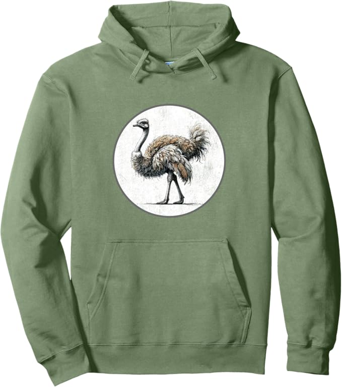 Retro Ostrich Hoodie – Vintage Bird Design Sweatshirt